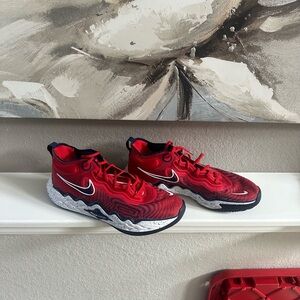 Nike Red and White Air Zoom with Breathable Mesh and Cushioned Sole